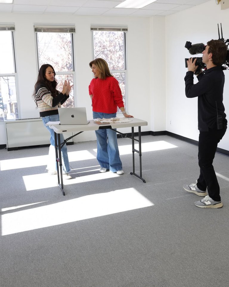 Hoda Kotb and another woman filming a segment.