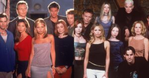 The season 3 and 5 cast of the Buffy the Vampire Slayer.