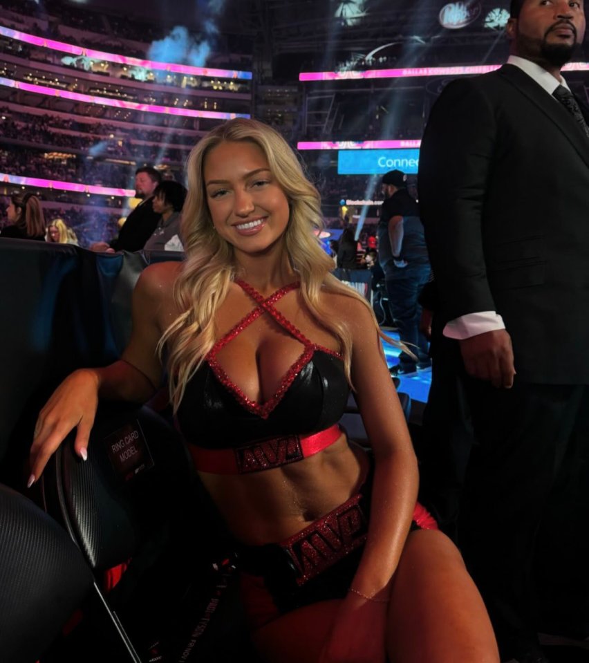 Ring card model at a boxing match.