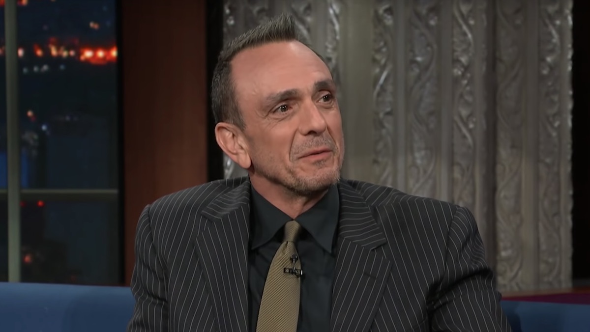 Hank Azaria speaks to Stephen Colbert