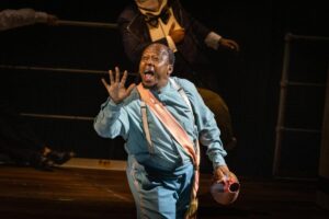 Tony Miyambo as the Captain in Kentridge's "The Great Yes, The Great No" at The Wallis