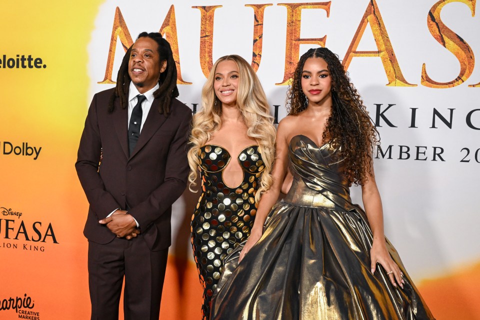 Jay-Z, Beyoncé, and Blue Ivy Carter at the Mufasa: The Lion King premiere.