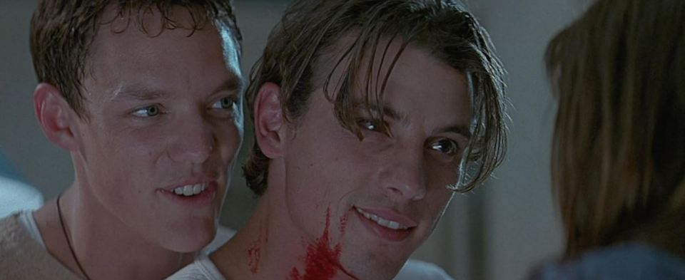 Still from Scream (1996) showing Skeet Ulrich and Matthew Lillard.