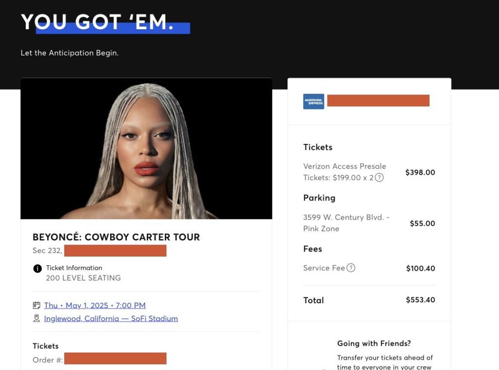 Verizon Presale prices for Cowboy Carter