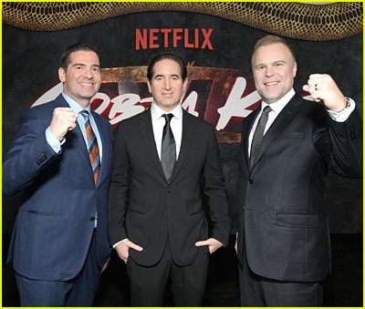 Jon Hurwitz, Hayden Schlossberg, Josh Heald at the Cobra Kai finale premiere