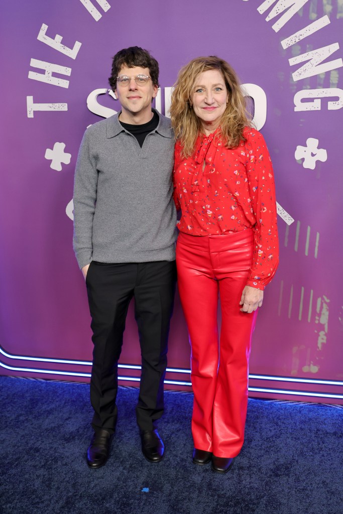 Jesse Eisenberg and Edie Falco attend SNL50: The Homecoming Concert at Radio City Music Hall