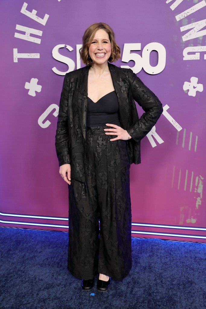 Vanessa Bayer attends SNL50: The Homecoming Concert at Radio City Music Hall