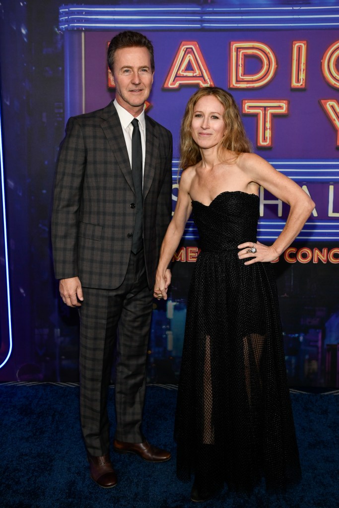 Edward Norton, left, and Shauna Robertson attends the SNL50: The Homecoming Concert at Radio City Music Hall