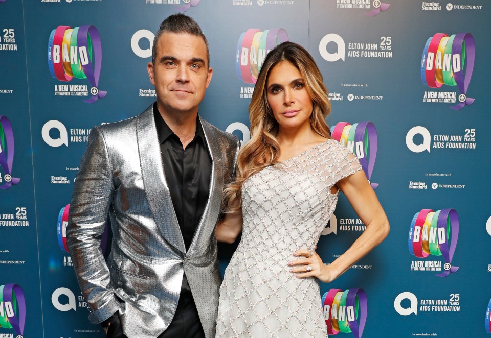 Robbie Williams and Ayda Field at the Elton John AIDS Foundation gala.