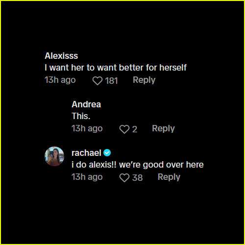 Rachael Kirkconnell TikTok Comments