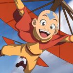 Aang gliding in Avatar: The Last Airbender.