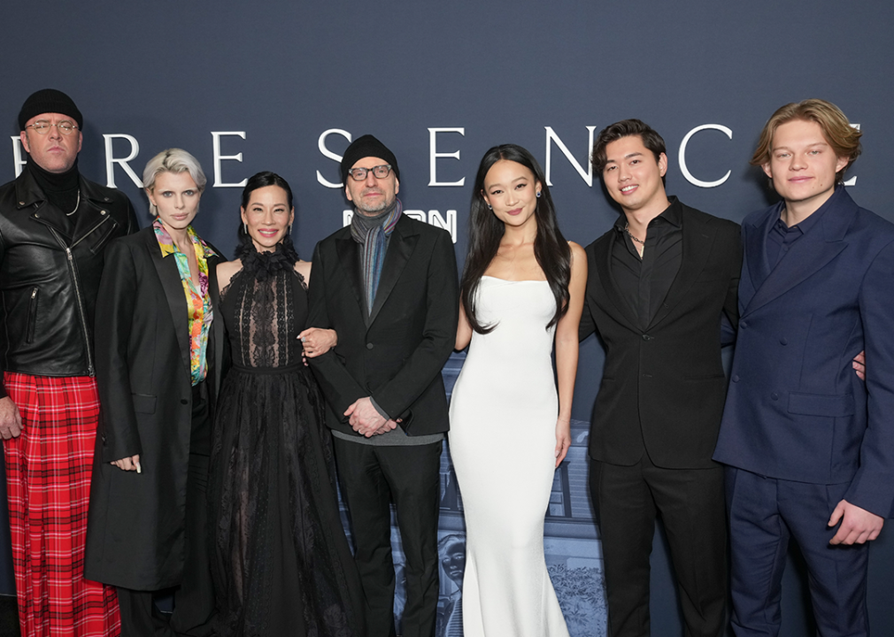 Chris Sullivan, Julia Fox, Lucy Liu, Steven Soderbergh, Callina Liang, Eddy Maday, and West Mulholland at the "Presence" New York Premiere.