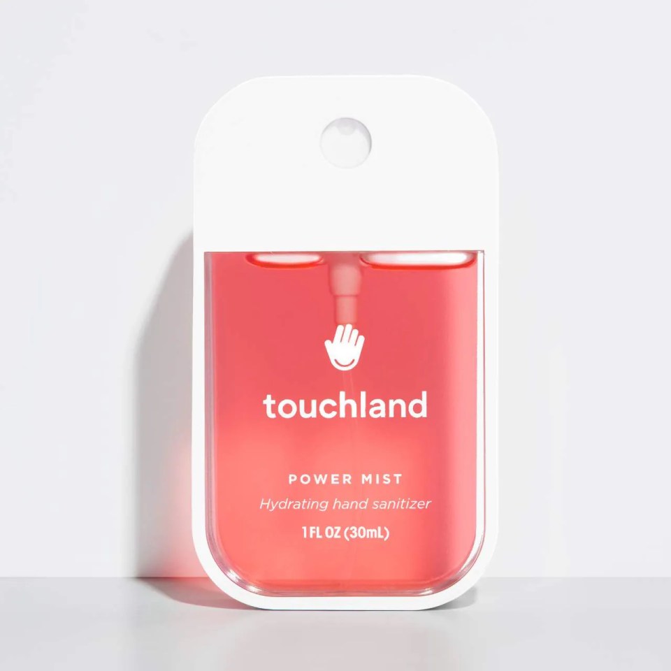 Touchland Power Mist hydrating hand sanitizer bottle.