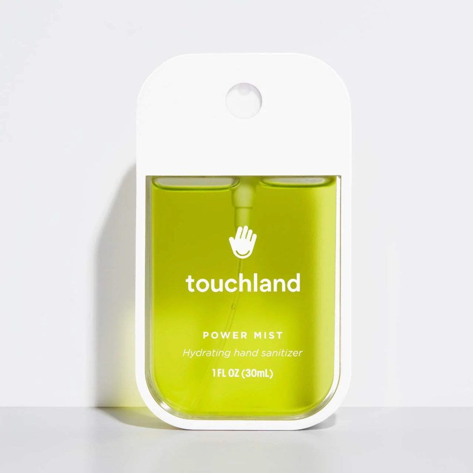 Touchland Power Mist hydrating hand sanitizer bottle.