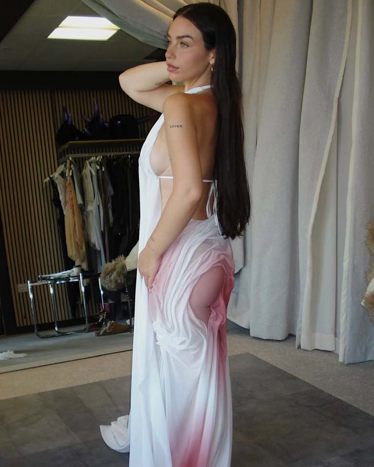 Woman in a long ombre gown.