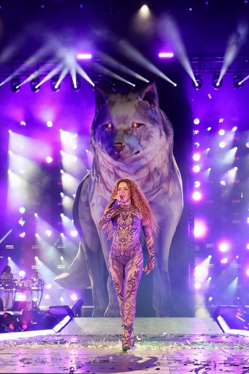 Shakira performs at Roberto Melendez Metropolitan Stadium on February 20, 2025 in Barranquilla, Colombia