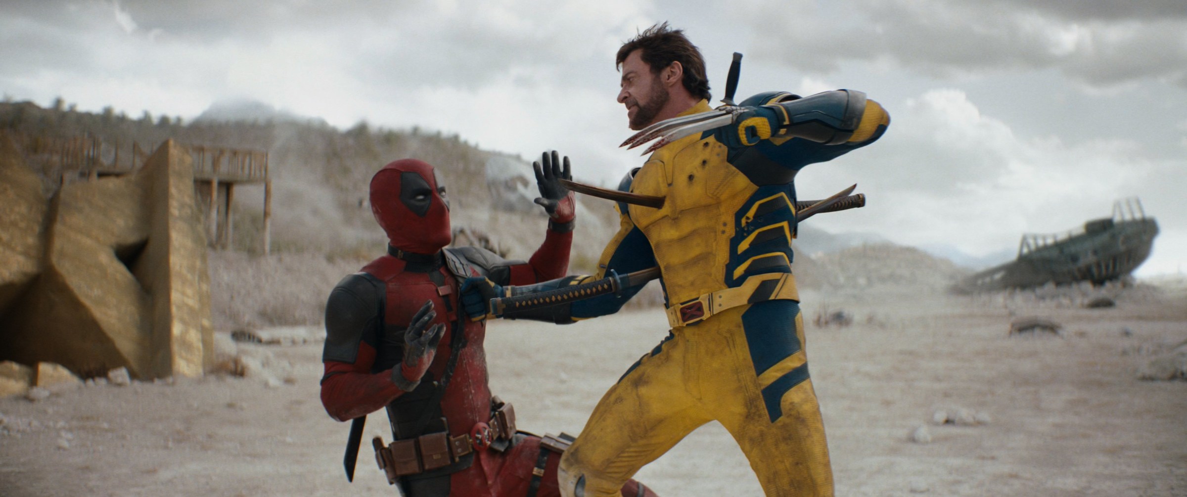 Deadpool fighting with Wolverine in Deadpool & Wolverine (2024).