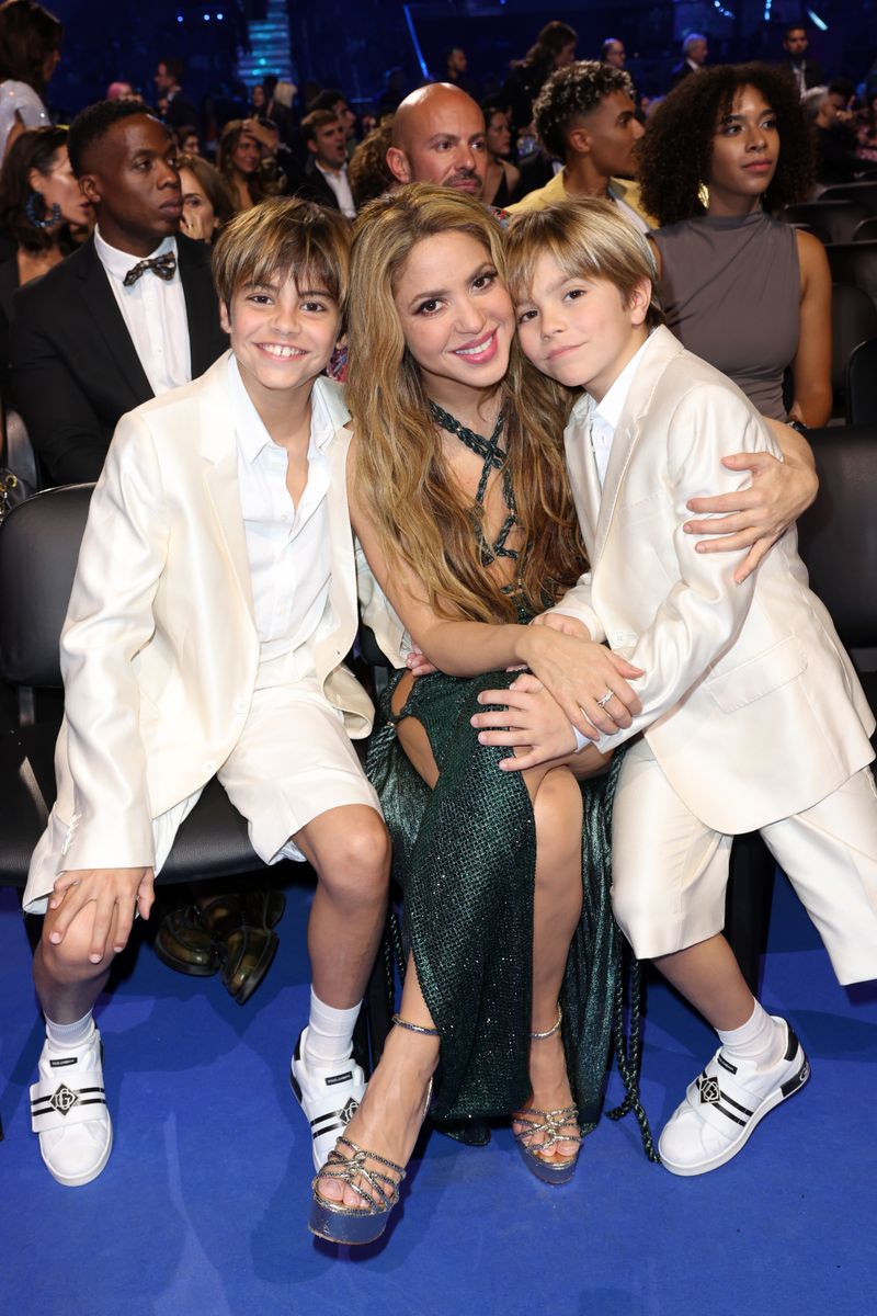 Shakira and her two sons, Milan and Sasha attend The 24th Annual Latin Grammy Awards on November 16, 2023 in Seville, Spain. 