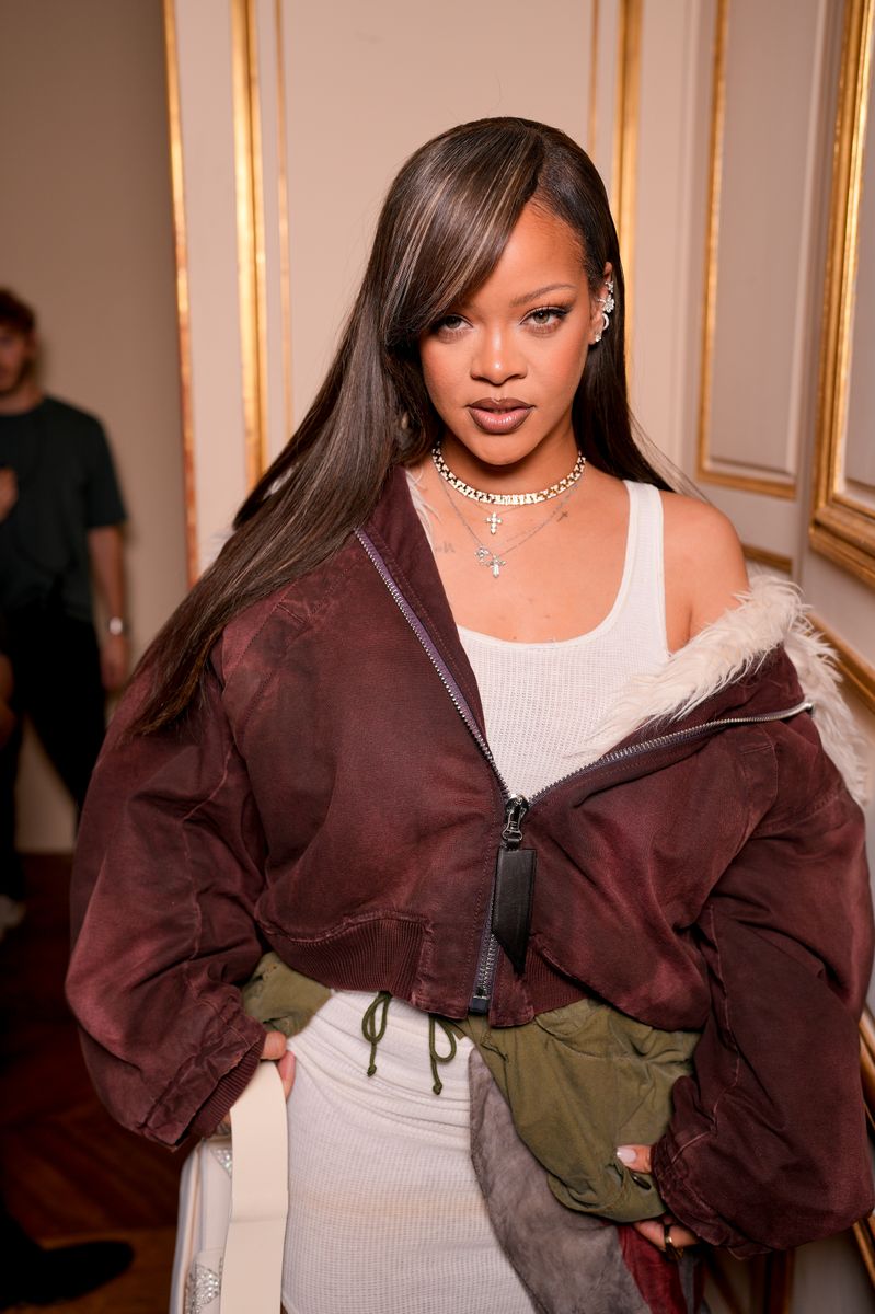 Rihanna at the AWGE fashion show during Paris Fashion Week 