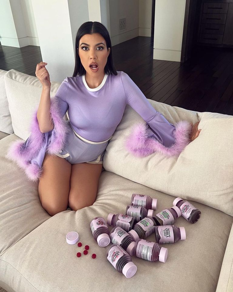 Kourtney Kardashian promoting Lemme brand gummies.