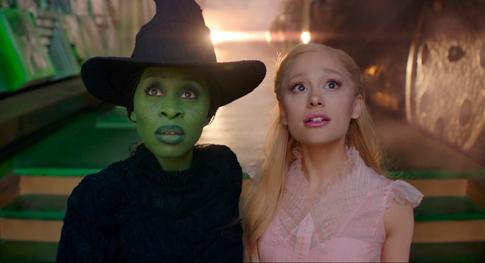 Scene from Wicked featuring Cynthia Erivo and Ariana Grande.