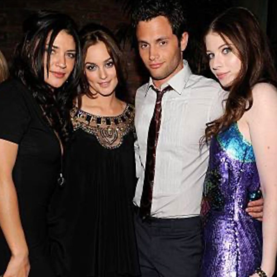 Gossip Girl cast members Jessica Szohr, Leighton Meester, Penn Badgley, and Michelle Trachtenberg.