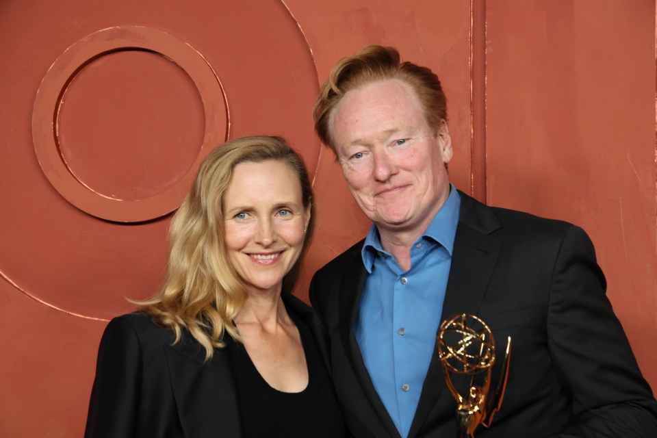 Liza Powel O'Brien and Conan O'Brien at the HBO Emmy party.