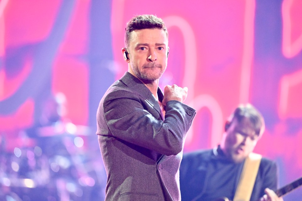 Justin Timberlake performing at the 2024 iHeartRadio Music Awards.