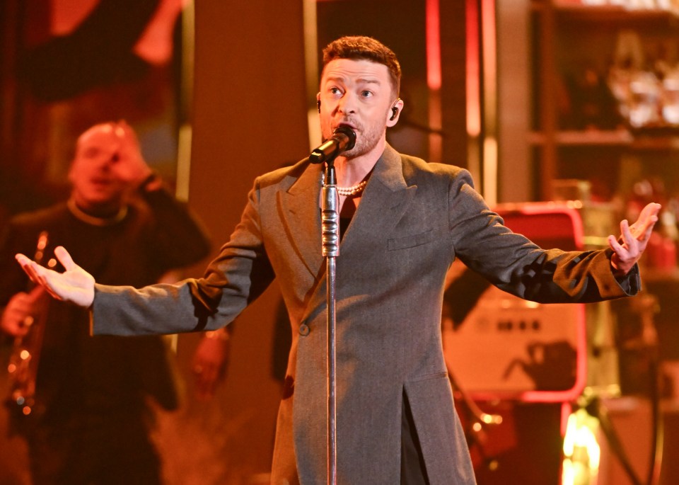 Justin Timberlake performing at the 2024 iHeartRadio Music Awards.