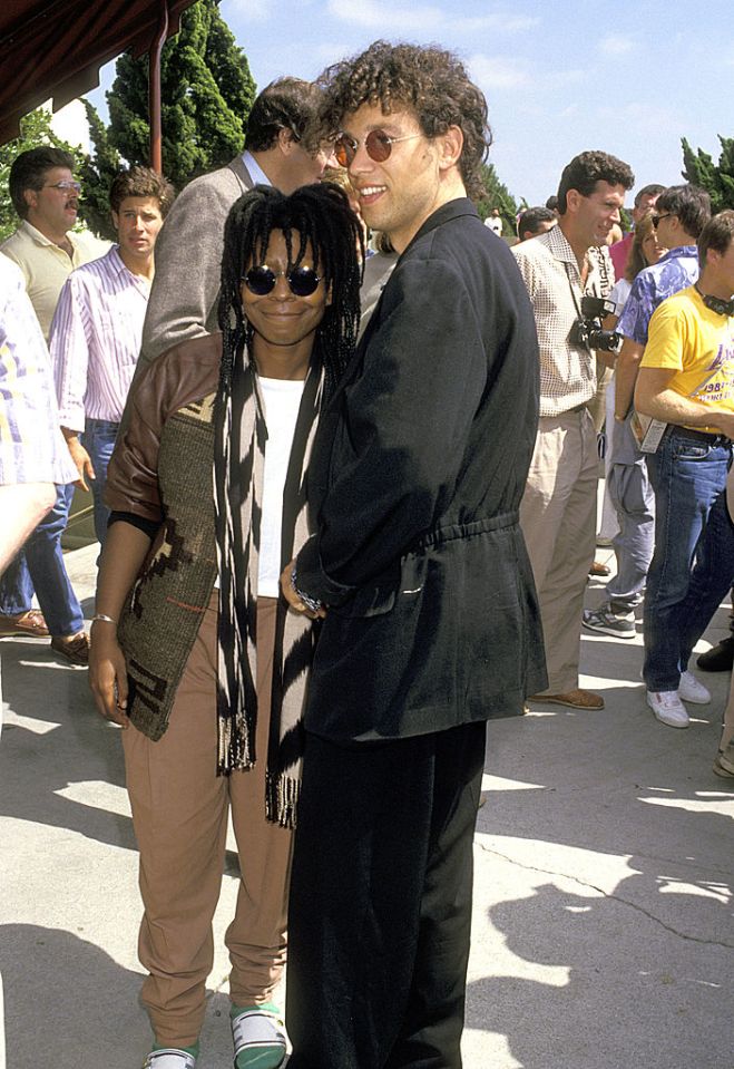 Whoopi Goldberg and David Claessen at a Lakers basketball game.