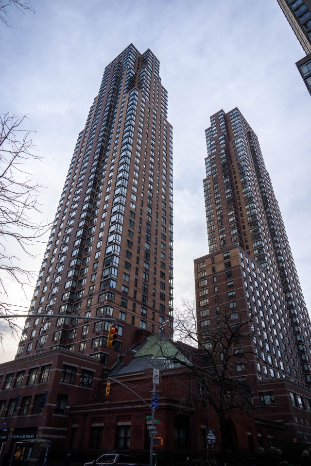 Two tall apartment buildings in New York City.