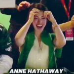 Anne Hathaway joyfully celebrating.