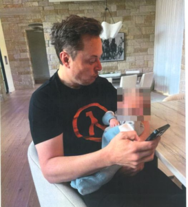 Elon Musk, allegedly holding his child with influencer Ashley St. Claire, via New York Supreme Court