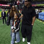 Jay-Z, Beyoncé, and their children at the Super Bowl.