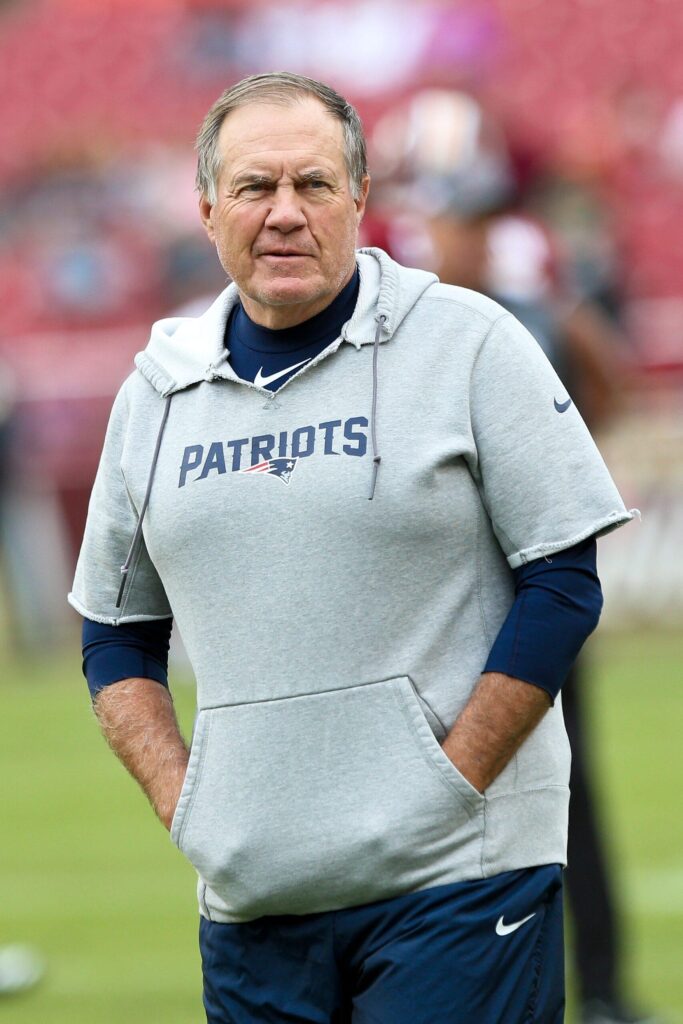 The New England Patriots visit the Washington Redskins at FedEx Field. 06 Oct 2019 Pictured: Bill Belichick. Photo credit: TKP/MEGA TheMegaAgency.com +1 888 505 6342 (Mega Agency TagID: MEGA522877_003.jpg) [Photo via Mega Agency]