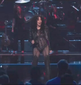 Cher performing on Saturday Night Live.