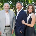 Producer Michael Wilson, actor Daniel Craig and producer Barbara Broccoli in 2019 promoting Craig's last outing as James Bond in "No Time to Die" (2021).