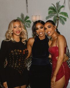 Beyoncé, Kelly Rowland, and Michelle Williams at a birthday celebration.