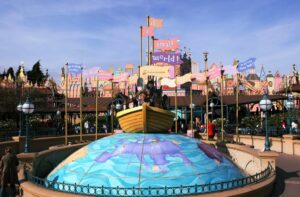 General view of "It's A Small World" ride with a fountain and a boat at Disneyland Paris during their 15th Anniversary Celebration.