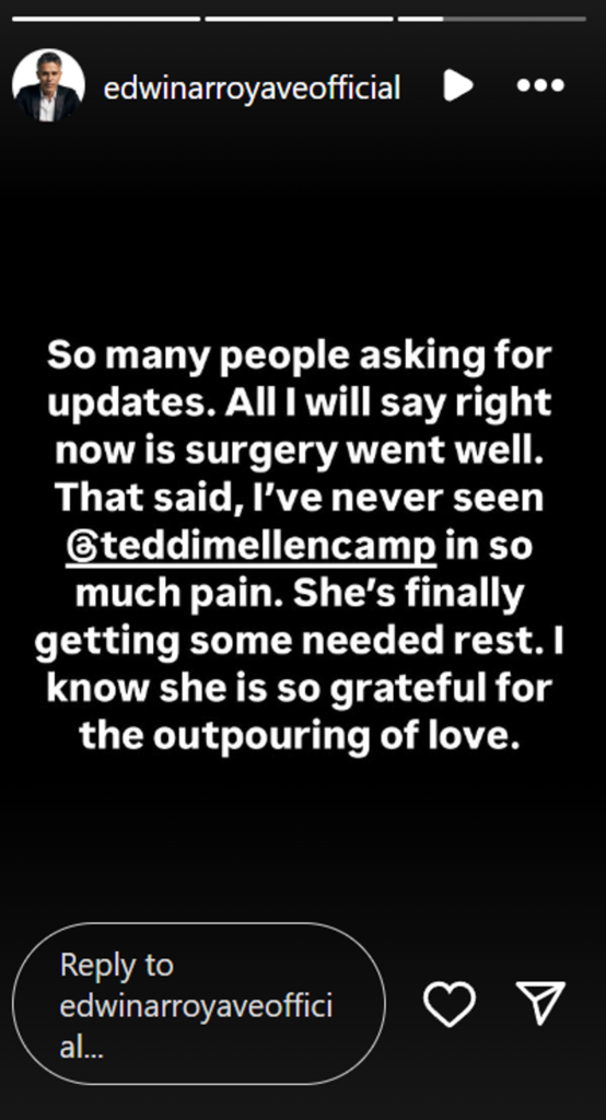 Edwin Arroyave Shares Health Update on Estranged Wife Teddi Mellencamp After Brain Tumor Surgery