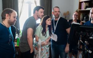 François Arnaud, Emily Hampshire, and Adam O'Brien