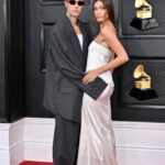 Justin Bieber and Hailey Bieber at the 64th Annual Grammy Awards held at the MGM Grand Garden Arena on April 3rd, 2022 in Las Vegas, Nevada. (Photo by Brian Friedman/Variety/Penske Media via Getty Images)