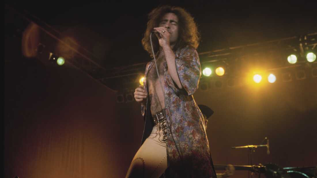 British singer Paul Rodgers and band Bad Company perform live at the 1976 Great British Music Festival at  Olympia in London in January 1976. 