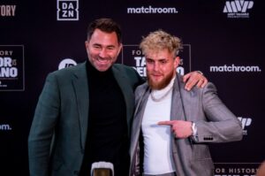 Eddie Hearn with Canelo Alvarez and Eddy Reynoso.