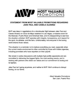 MVP Statement regarding Paul vs Alvarez