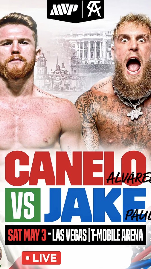 Canelo Alvarez vs. Jake Paul fight poster.