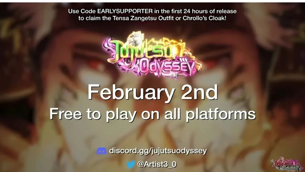 Image showing JUjutsu Odyssey release date and socials