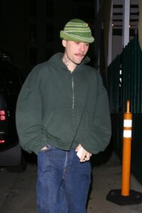 Justin Bieber arriving at a bar in West Hollywood.