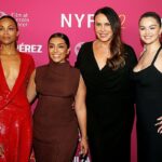 Zoe Saldana, Adriana Paz, Karla Sofia Gascon and Selena Gomez attend the "Emilia Perez" premiere during the 62nd New York Film Festival