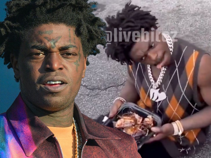 Kodak Black eating chicken